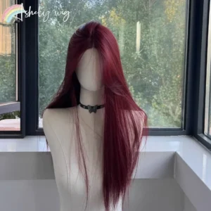 A New Summer Model Of Synthetic Wig For Women With Medium-Length Straight Hair, Heat-Resistant Synthetic Fiber Full Head Cover - Image 4