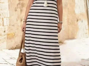 2025 Summer Striped Tank Maxi Dress for Women, U - Neck, Loose - Fit, Plus - Size Women's Best - Selling Item