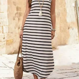 2025 Summer Striped Tank Maxi Dress for Women, U - Neck, Loose - Fit, Plus - Size Women's Best - Selling Item
