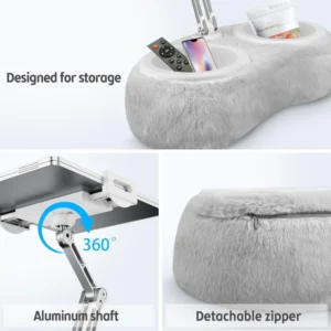 Tablet Kindle Stand Pillow, Adjustable iPad Pillow Stand Holder with 2 Snack Bowls Compatible with 4.7"-13" Tablet, iPad, iPhone - Image 5