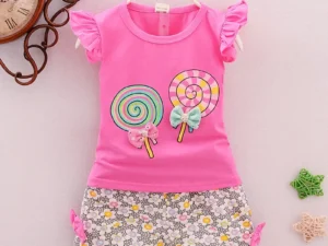 Summer Baby Boys Clothes Set Children Clothes Infant Clothing Sets T-Shirts Tops+ Shorts 2PCS/Suit Kids Sets Baby Girls Clothing - KG BBT-Rose Red