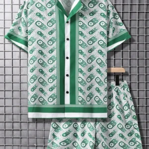 Shirt Set Men's Summer 3D Printed Shirt And Shorts Set Men's And Women's Fashion Casual Fresh Simple Lapel Hawaiian Shirt