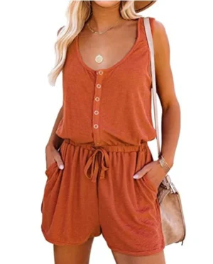 European and American women's summer cross-border new sleeveless jumpsuit waist casual loose wide leg shorts - Image 5