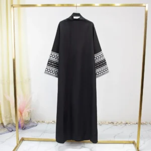 Embroidered Open Front Abaya Long Sleeve Maxi Length Dress, Women's clothing, Muslim Cardigan Abayas Out kaftans Women Jilbabs - Image 4