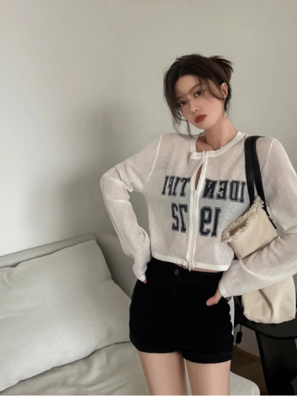 Bla Ice Silk Open Cardigan Loose ort Thin Summer Air Conditioned irt Long Sve Sun Protection Outerwear Women's Top - Image 5