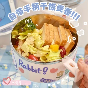 Kawaii Stainless Steel Ramen Bowl With Lid Cute Large Instant Noodles Fruit Salad Rice Soup Bowl Kitchen Tableware 1000/1300ml - Image 5