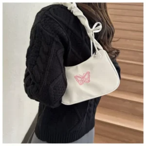 Fashionable Armpit Bag for Women Personalized Y2K Shoulder Bag Makeup Lipstick Storage Tote Bag Embroidery Butterfly Handbag - Image 5