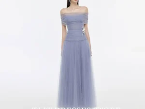 TLIT 2025 Luxury Violet Sheath A-Line Tulle Evening Dresses Strapless Off The Shoulder فستان سهرة نسائي Customized Zipper Gown