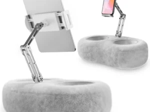Tablet Kindle Stand Pillow, Adjustable iPad Pillow Stand Holder with 2 Snack Bowls Compatible with 4.7"-13" Tablet, iPad, iPhone