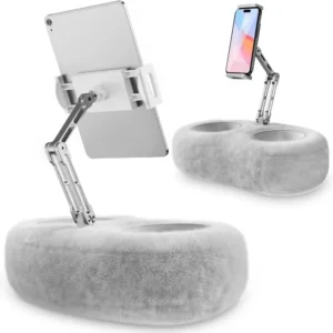 Tablet Kindle Stand Pillow, Adjustable iPad Pillow Stand Holder with 2 Snack Bowls Compatible with 4.7"-13" Tablet, iPad, iPhone