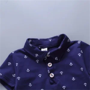 2PCS Baby Set Cute Kids Boys Clothes Summer Random Print Boat Anchor Pattern Short Sleeve Shorts Set For 1-5Years - Image 4