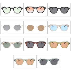 Peekaboo korean style retro sun glasses for women TR90 frame polygon polarized sunglasses uv400 male green brown 2023 summer - Image 5