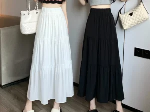 White High Waist A- Line Mini Skirt Women's Summer Thin Slimming plus Size Pear Shaped Body Slim Fit Half-length Skirt