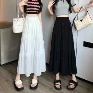 White High Waist A- Line Mini Skirt Women's Summer Thin Slimming plus Size Pear Shaped Body Slim Fit Half-length Skirt