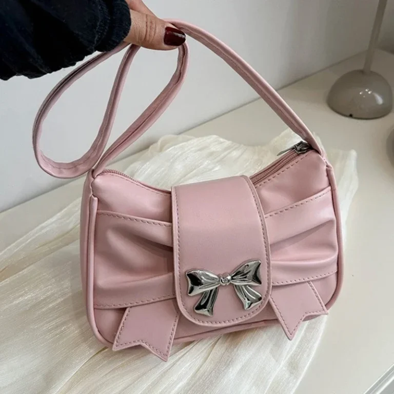 Trendy Bow Shoulder Bag Korean Style Fashion Handbag Y2K Sweet Casual Underarm Bag Daily Commuting Bags Versatile PU Lady Clutch - Image 3