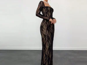 Thinyfull Mermaid Lace Prom Dresses Full Sleeveless Square Collar Evening Gown Birthday Party Dress robes de soirée Customized