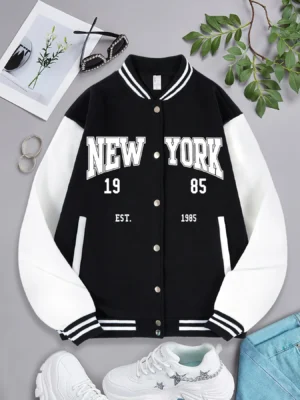 New York 1985 Letter Prints Jackets Women Hip Hop Baseball Uniform Personality Street Casual Jacket Warm Soft Womans Clothing - Image 3
