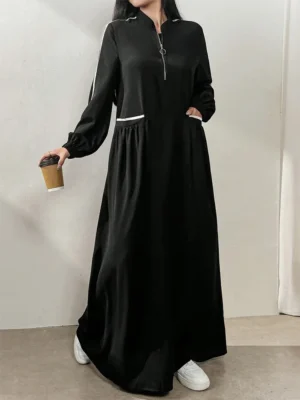 Rafiah Boutique Elegant and Stylish Arabian Even Dress in Arabic Style for Women with Long Sleeves Zipper and Pockets - Image 5