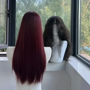 A New Summer Model Of Synthetic Wig For Women With Medium-Length Straight Hair, Heat-Resistant Synthetic Fiber Full Head Cover - Image 5