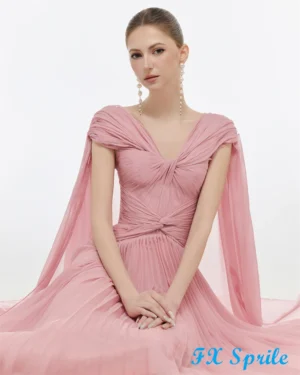 Customized Classic Pink Chiffon Evening Dress Exquisite V-Neck Sleeveless Homecoming Dresses Fashion Special Occasion - Image 2