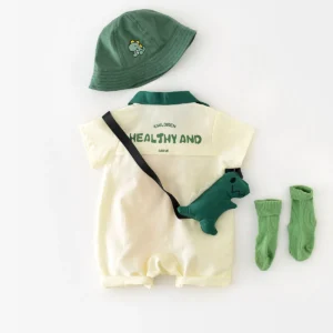 MILANCEL 0-2Y Summer Baby Boys Clothes Single Breast Rompers Cartoon Dinosaur Jumpsuits Toddler Outfit With Bag - Image 2