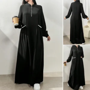 Rafiah Boutique Elegant and Stylish Arabian Even Dress in Arabic Style for Women with Long Sleeves Zipper and Pockets