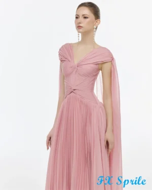 Customized Classic Pink Chiffon Evening Dress Exquisite V-Neck Sleeveless Homecoming Dresses Fashion Special Occasion - Image 5