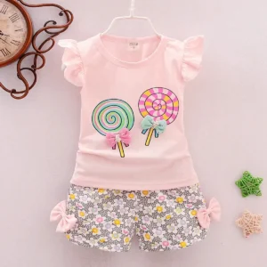 Summer Baby Boys Clothes Set Children Clothes Infant Clothing Sets T-Shirts Tops+ Shorts 2PCS/Suit Kids Sets Baby Girls Clothing - KG BBT-Rose Red - Image 6