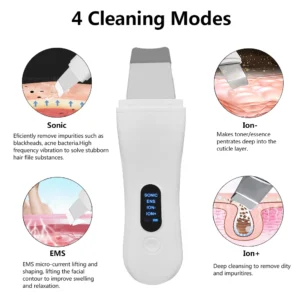 Ultrasonic Face Scrubber Deep Facial Peeling Machine Ultrasonic Skin Scrubber Blackhead Remover Acne Pore Face Cleaning Scrubber - Image 4