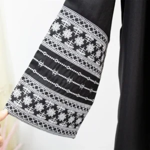 Embroidered Open Front Abaya Long Sleeve Maxi Length Dress, Women's clothing, Muslim Cardigan Abayas Out kaftans Women Jilbabs - Image 5