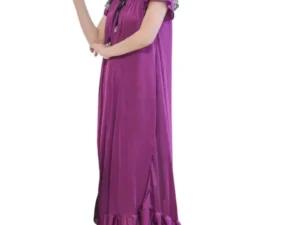 Women Ice Silk Nightgown Summer Short Sleeve Sleep Dress Round Neck Chemise Sleepwear Loose Silk Sleepshirt Loungewear