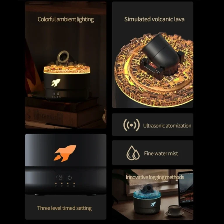 Volcanic Cannons Air Humidifier Aromatherapies Diffusers Maker Essential Oil Difusor for Home Desktop 280ml - Image 4