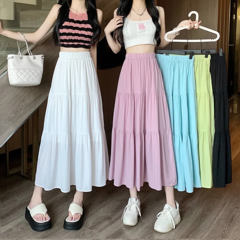 White High Waist A- Line Mini Skirt Women's Summer Thin Slimming plus Size Pear Shaped Body Slim Fit Half-length Skirt - Image 4