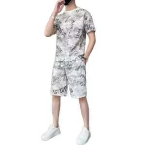 Ice Silk Sports Set for Men Summer Breathable Running Fitness Short Sleeve Shorts Casual Two-Piece Cross-Border Clothing - Image 6