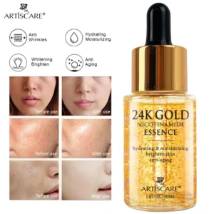 ARTISCARE 24K Gold Niacinamide Face Essence 30ml Moisturizing Hyaluronic Acid Serum Dry Skin Care