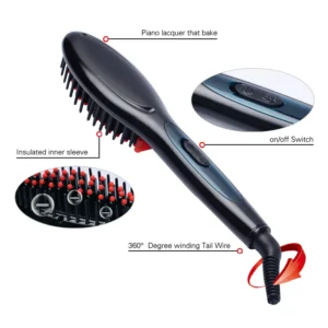110v/220v professional flat iron smoothing straightening brush ceramic hair straightener comb - Image 4