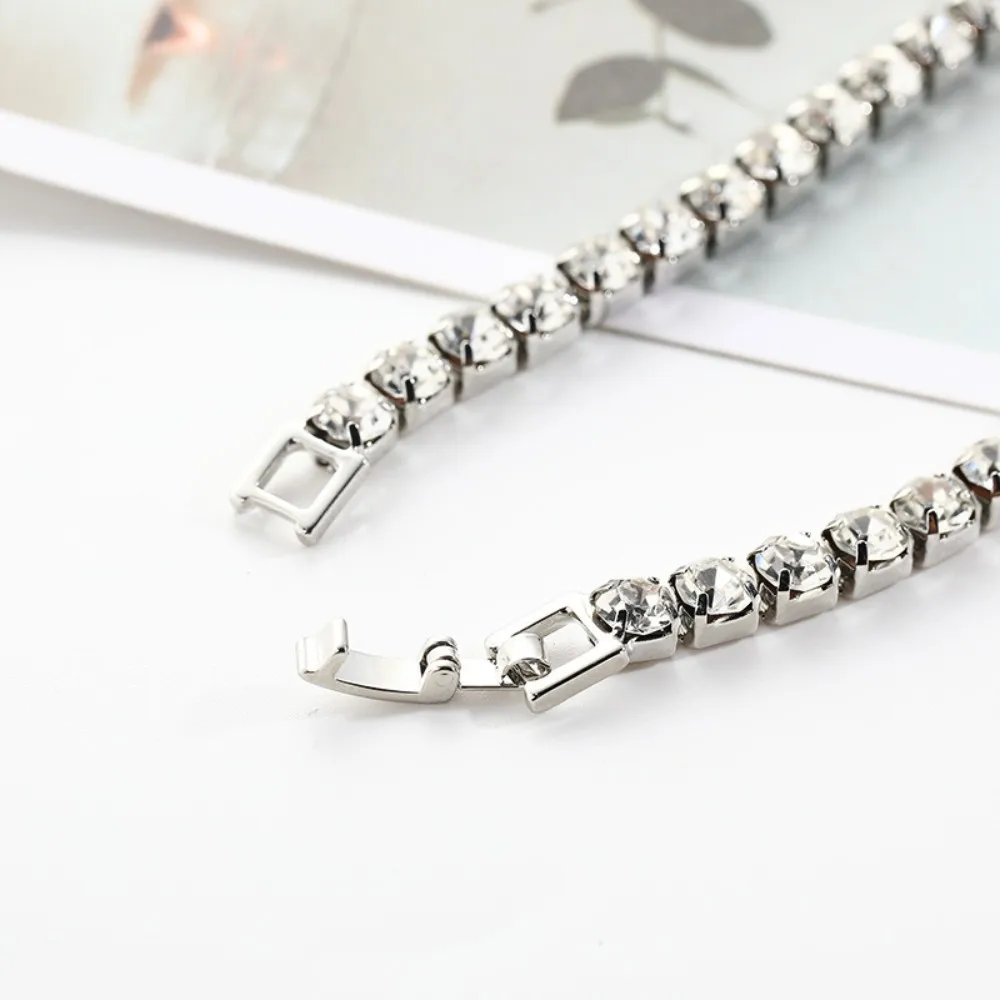Water Drill Heart Encrusted Roman Bracelet Minority Design Sense Ins Simple Crystal Zircon Wedding Bracelet - Image 5