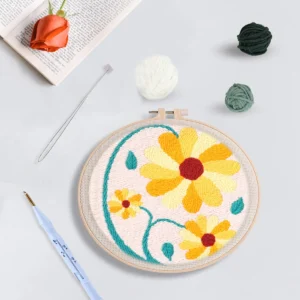 Diy Punch Needle Kit Cross Stitch For Beginner Flowers Yarns and Sewing Needles Embroidery Starter Kits For Diy Gift Home Decor - Image 3