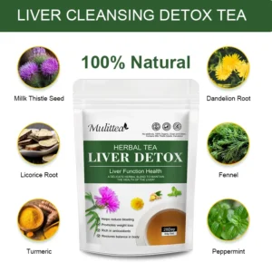 Mulittea 42day Detox Liver Tea for Improve Liver Function Clean the Lungs Treat Sore Throat & Bad Breath Protect Liver Health - Image 5