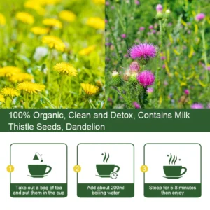 Mulittea 42day Detox Liver Tea for Improve Liver Function Clean the Lungs Treat Sore Throat & Bad Breath Protect Liver Health - Image 6