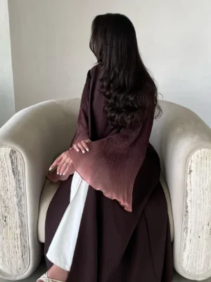 Middle-East Abaya Muslim Flare Sleeve Casual Arabian Pleated Open Front Abayas Turkey Kaftans Women Jilbabs Islamic Maxi Dresses - Image 5