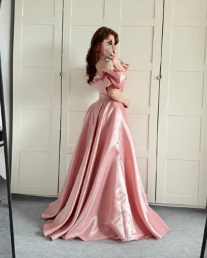 Customized Fashion Evening Dress Taffeta Fabric Off Shoulder Pink Prom Gowns Wedding Birthday Party Multi Occasion Dresses Long - Image 6