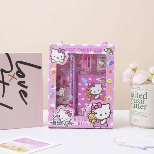 6PCS/Set Sanrio Hello Kitty Kuromi Stationery Set School Gifts With Pencil Pen Sharpener Eraser Notebook Ruler - Image 5