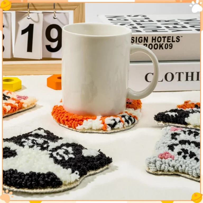 Punch Needle Coasters Kit for Beginners Adults 6pcs plant Pattern Embroidery Punch Needle Kits Tufted Rug Punch Decoration - Image 6