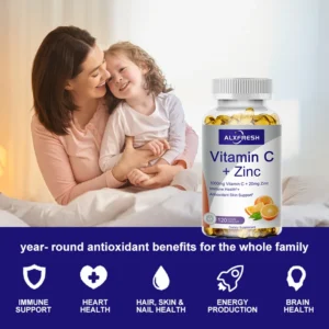 Alxfresh Vitamin C with Zinc for Hair Skin Nails and Brain Heart Health Supports Cellular Level Defense Immune System Booster - Image 6