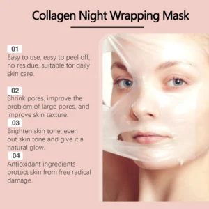 Collagen Peel-off Mask Deep Hydrating Fade Fine Lines Firming Shrink Pores Brightening Overnight Wrapping Mask Face Skin Care - Image 2