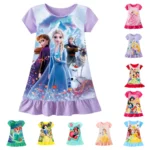 New kids Nightdress Elsa Cartoon Dress Minnie Printing Sleepwear Girls Nightgowns Children Party Dresses Pajamas Girls Dress