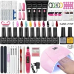 Gel Nail Polish Kit With UV Nail Lamp Electric Nail Drill Machine Soak OFF Gel Nail Kit Base&Top Coat Gel Polish Nail Tool Set