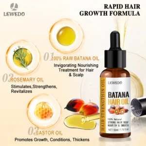 Lewedo Naturals Batana Oil Fast Hair Growth for Men Women Pure Batana Oil Nourish Shiny Hair Healthy Hair Care Anti Hair Loss - Image 3