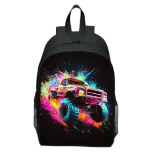 Children's backpack printed monster truck, elementary school backpack, boys' and girls' backpack - Image 2